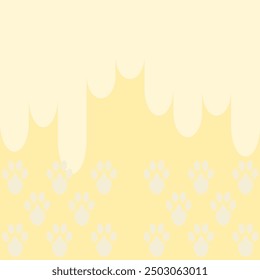 Yellow background, cute and with cat footprints, can be used as a banner or advertisement.