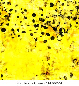 Yellow background with dark spots. Abstract seamless vector texture. Easily editable.