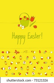 yellow background with Easter eggs