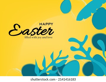 yellow background easter greeting card christianity greeting green egg card leaf