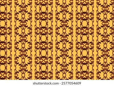 Yellow Background with Elegant brown Ornament Detailing