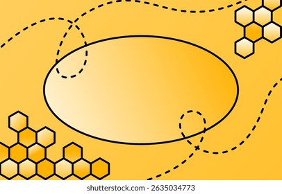 Yellow background with ellipse frame and honeycoms element