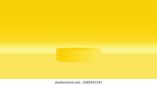 Yellow Background Empty Room Studio with table.Yellow Gallery room Background copy space, Abstract minimal design use for backdrop shooting for products presentation on Summer holiday promotion,Sales