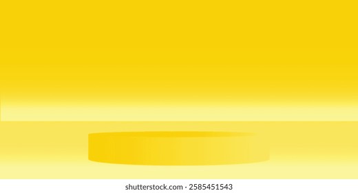 Yellow Background Empty Room Studio with table.Yellow Gallery room Background copy space, Abstract minimal design use for backdrop shooting for products presentation on Summer holiday promotion,Sales