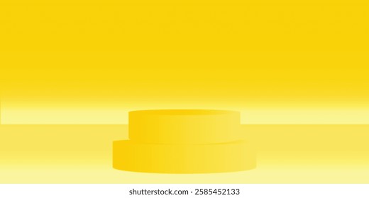 Yellow Background Empty Room Studio with table.Yellow Gallery room Background copy space, Abstract minimal design use for backdrop shooting for products presentation on Summer holiday promotion,Sales