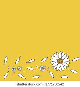 Yellow background with flower petals below