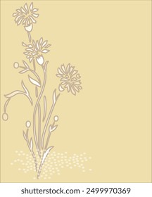 Yellow background with flowers. Nature background.