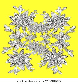 yellow background with flowers. Vector illustration. Seamless pattern for your design wallpapers, pattern fills, web page backgrounds, surface textures.