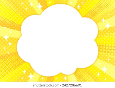 Yellow Background with Focused Lines, Dots and Cloud-shaped Frame graphic material