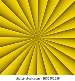 Forma de fondo amarillo en el ventilador abstracto con línea de flexión