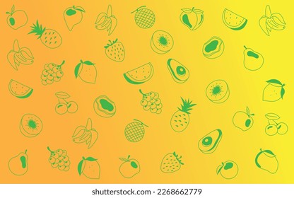 Gelber Hintergrund, mit Fruchtdrucken