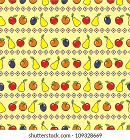 Yellow background with fruits