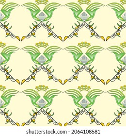 
yellow background with green tribe abstract pattern
