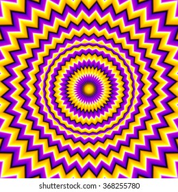 Yellow background with the growing sphere (optical expansion illusion)