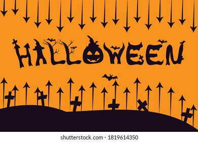 Yellow background with halloween elements