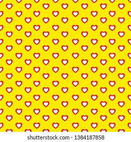 Yellow background heart print pattern vector