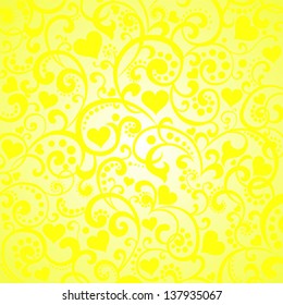 Yellow background with heart. Vector illustration