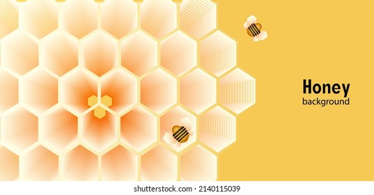 Yellow background with honeycombs and bees