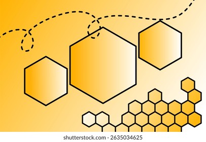 Yellow background with honeycombs and flight path element