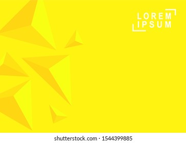 yellow background with illustrations of abstract shapes falling