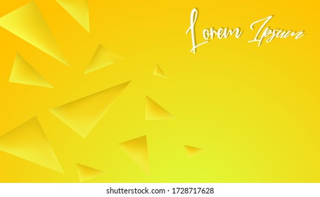 yellow background with illustrations of abstract shapes falling