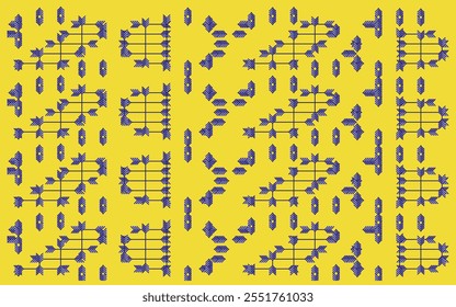 Yellow background image and blue arrows pattern with fashion design template