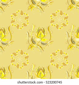 Yellow background with lemon colors. Vector Illustration. Flower, mandala.