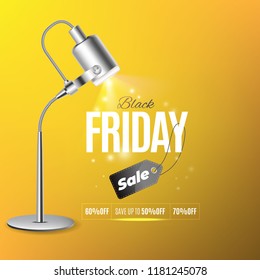 Yellow background with light, black friday