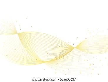 Yellow background of lines with little stars on white. Vector illustration. Digital  art. Vector background with space for text