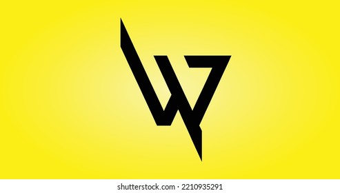 Diseño del logotipo de fondo amarillo fuente ilustración vectorial letra abstracta "W" color negro marca moderna