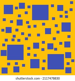 gelber Hintergrund mit vielen blauen Quadraten