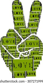 yellow background  love words create victory sign made ??with hand silhouette illustration vector print pattern. for fashion and graphic design, fashion trends t shirt print and valentine s day 