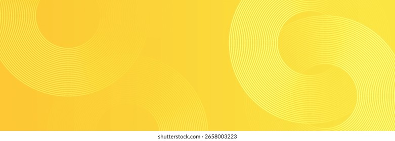 Gelber Hintergrund mit modernen Kreislinien. Für Präsentationsdesign. Vermilion Basis für Webseiten, Print, Basis für Banner, Wallpaper, Visitenkarten, Broschüren, Banner, Kalender, Grafiken.