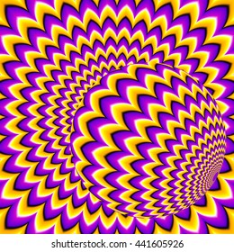 Yellow background with moving ball (motion illusion)