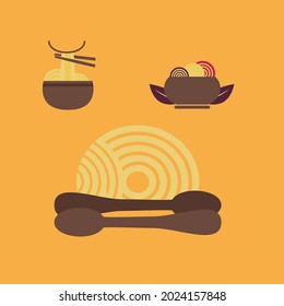 yellow background noodle logo set