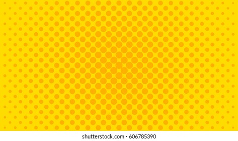 Yellow background with orange dots. Abstract background with halftone dots design. Vector illustration.