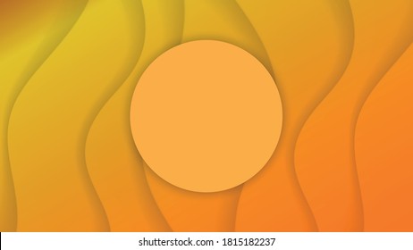 Yellow background with paper cut shapes. Vector illustration. 3D abstract carving art.