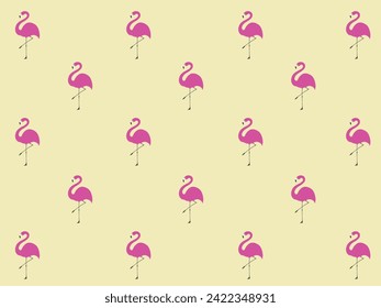 Fondo amarillo con patrón flamingo rosa