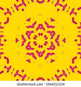 Yellow background with pink outline forming a big circle