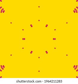 Yellow background with pink outline forming a big circle