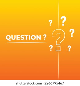 A yellow background with question marks and a question sign.