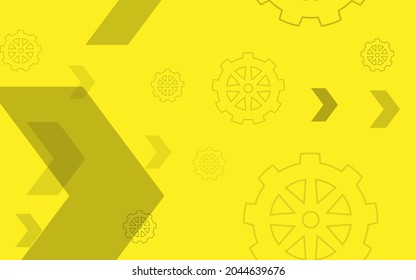 yellow background, random minimalist techno gear illustration vector for, logo, card, banner, web and printing.