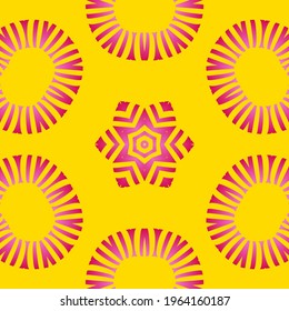 Yellow background with red line art pattern