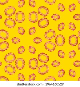 Yellow background with red line art pattern