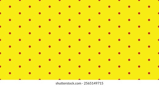 Yellow background with red polka dots seamless pattern. Red Dotted, Pop Art Yellow background. vector illustration