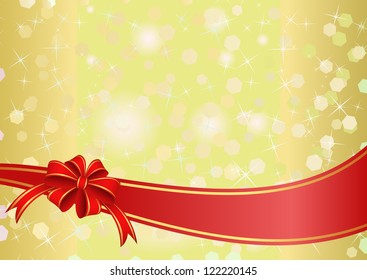 Yellow Background Red Ribbon Bow Stock Vector (Royalty Free) 122220145 ...