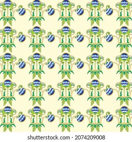 yellow background with repeated floral abstract pattern