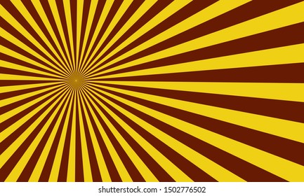 yellow Background with retro rays. Vintage backdrop, boom, comic, circus pattern. Cartoon pop art template. Vector