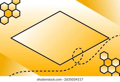 Yellow background with rhombus frame and honeycombs element