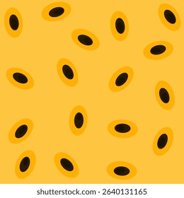 Yellow background of ripe passion fruit with seeds. Vector illustration.